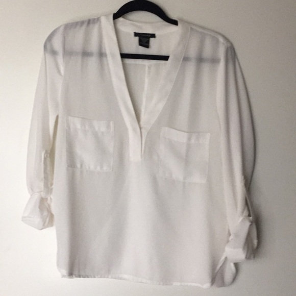 Timing Tops - White semi sheer blouse